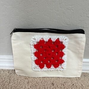 Upcycled Valentines Handcrafted Crochet Accent Pouch